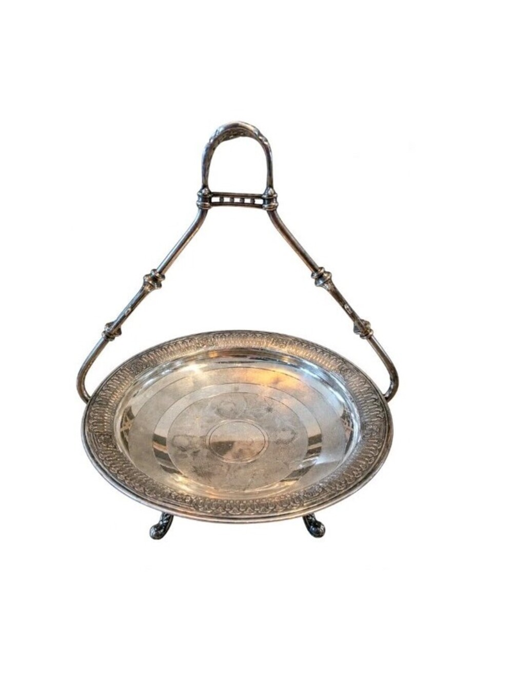 Antique Reed & Barton Silverplate Bride's Basket No. 4073 Owl Floral Aesthetic